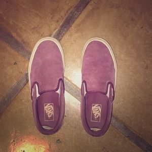 plum suede vans slip-one